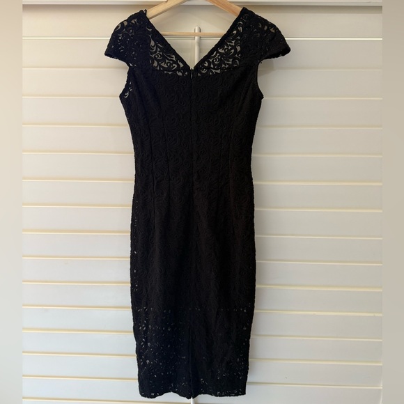 Zara Black Sheath Midi Dress Sweetheart Neckline - Picture 2 of 5
